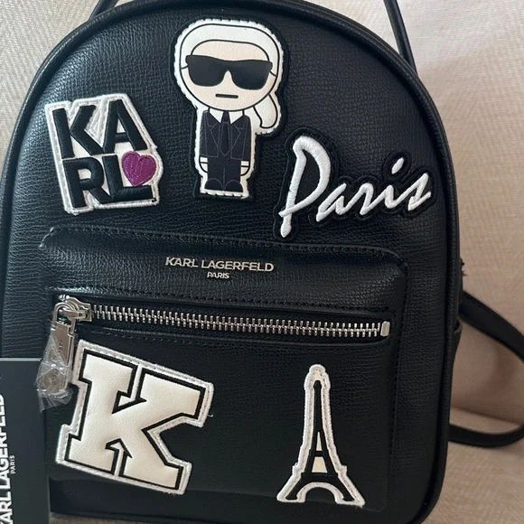 Karl Lagerfeld Black Backpack with Iconic Patches Maybelle Karl Backpack | Backpacks & Belt Bags | Karl  main image 4